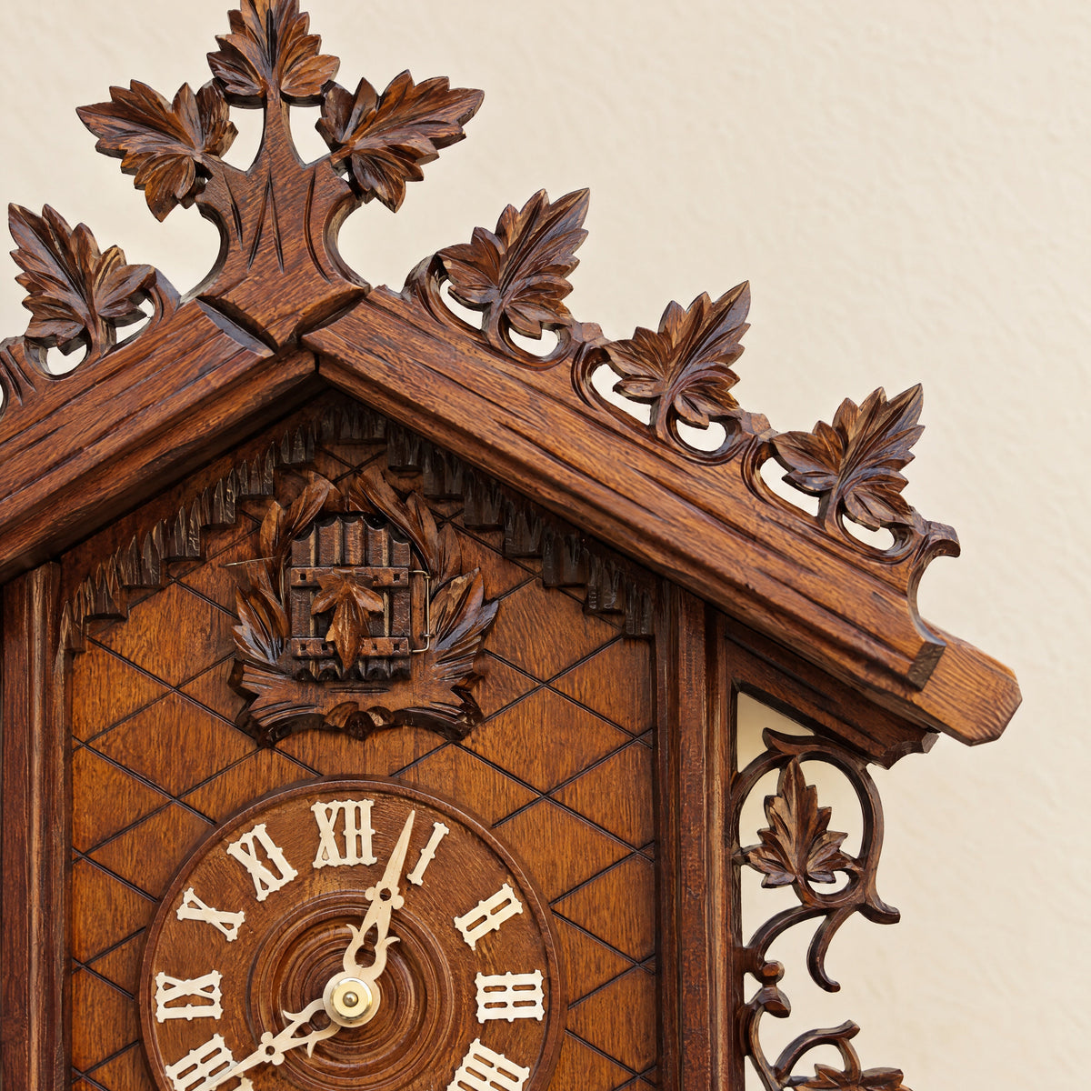 Carved railroad house (Bahnhaeusle) cuckoo clock, the oldest design still made