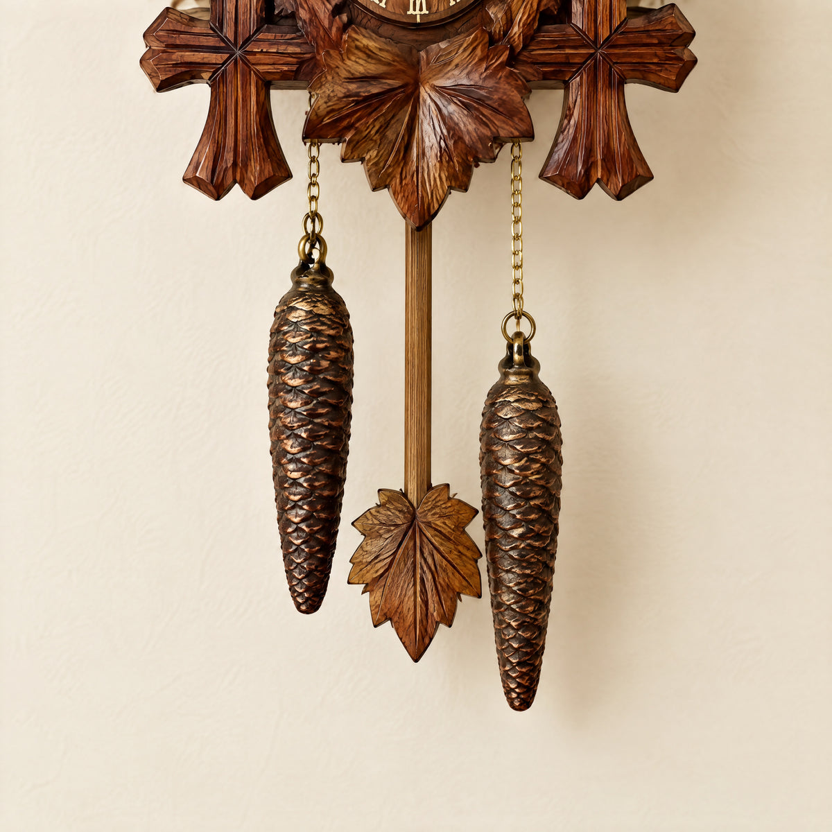 Adjustable Maple Leaf Cuckoo Clock Pendulum, Brown, 7 in, three-quarter view