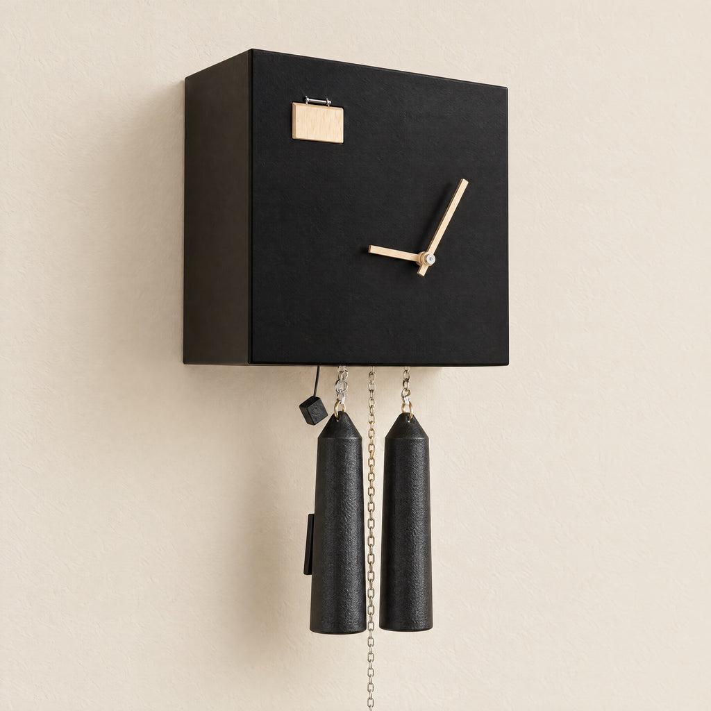 Romba Cubus 8-Day Modern Cuckoo Clock, three-quarter view