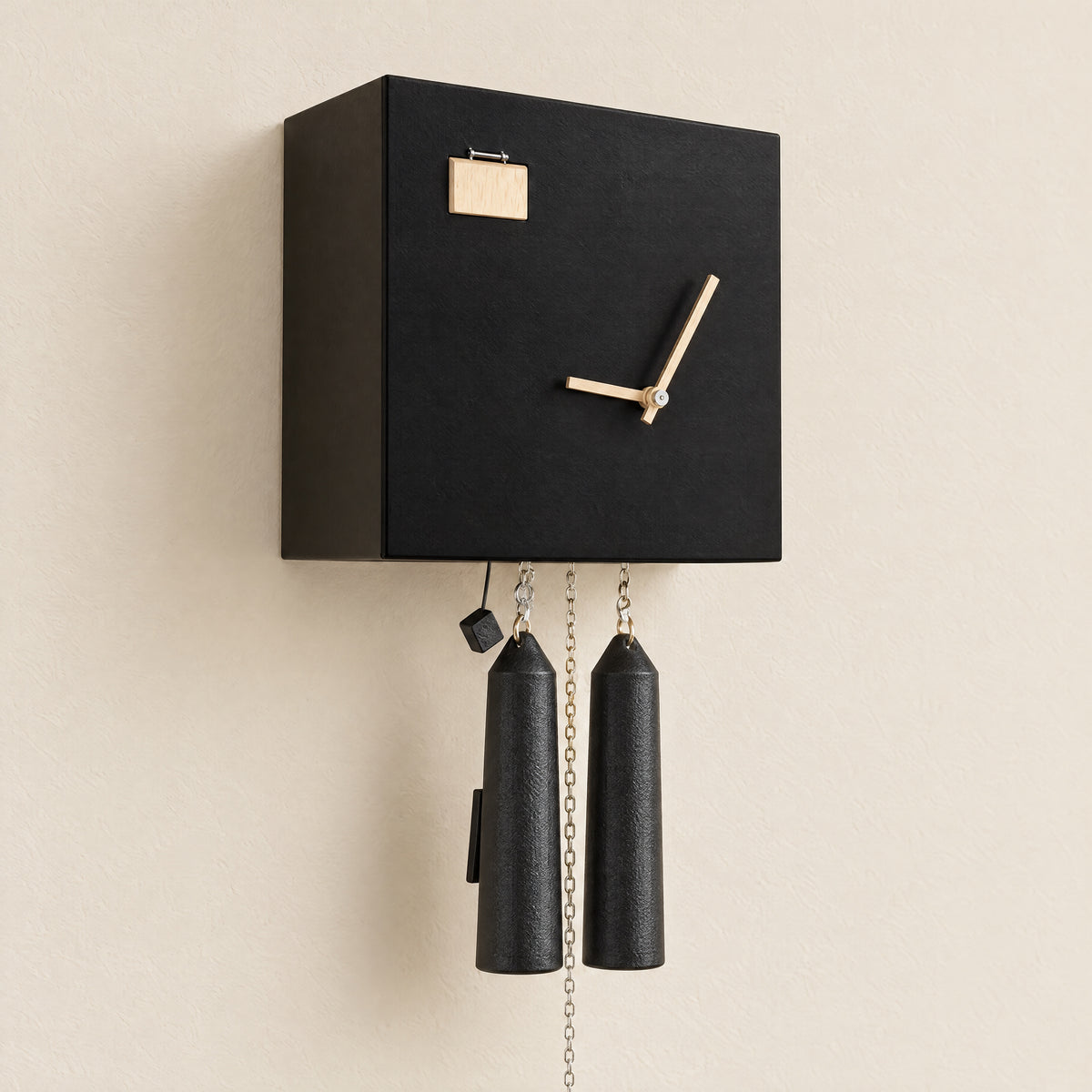 Romba Cubus 8-Day Modern Cuckoo Clock, three-quarter view