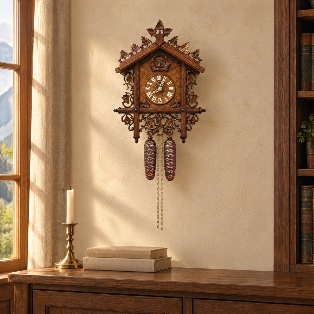 Sternreiter Bahnhäusle 8-Day Railroad House Cuckoo Clock, on the wall