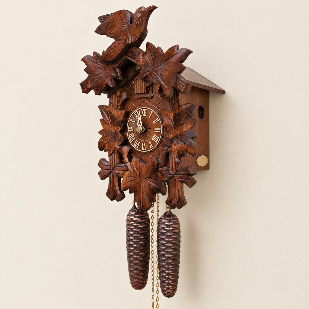 Sternreiter Bird & Leaf 8-Day Cuckoo Clock, three-quarter view