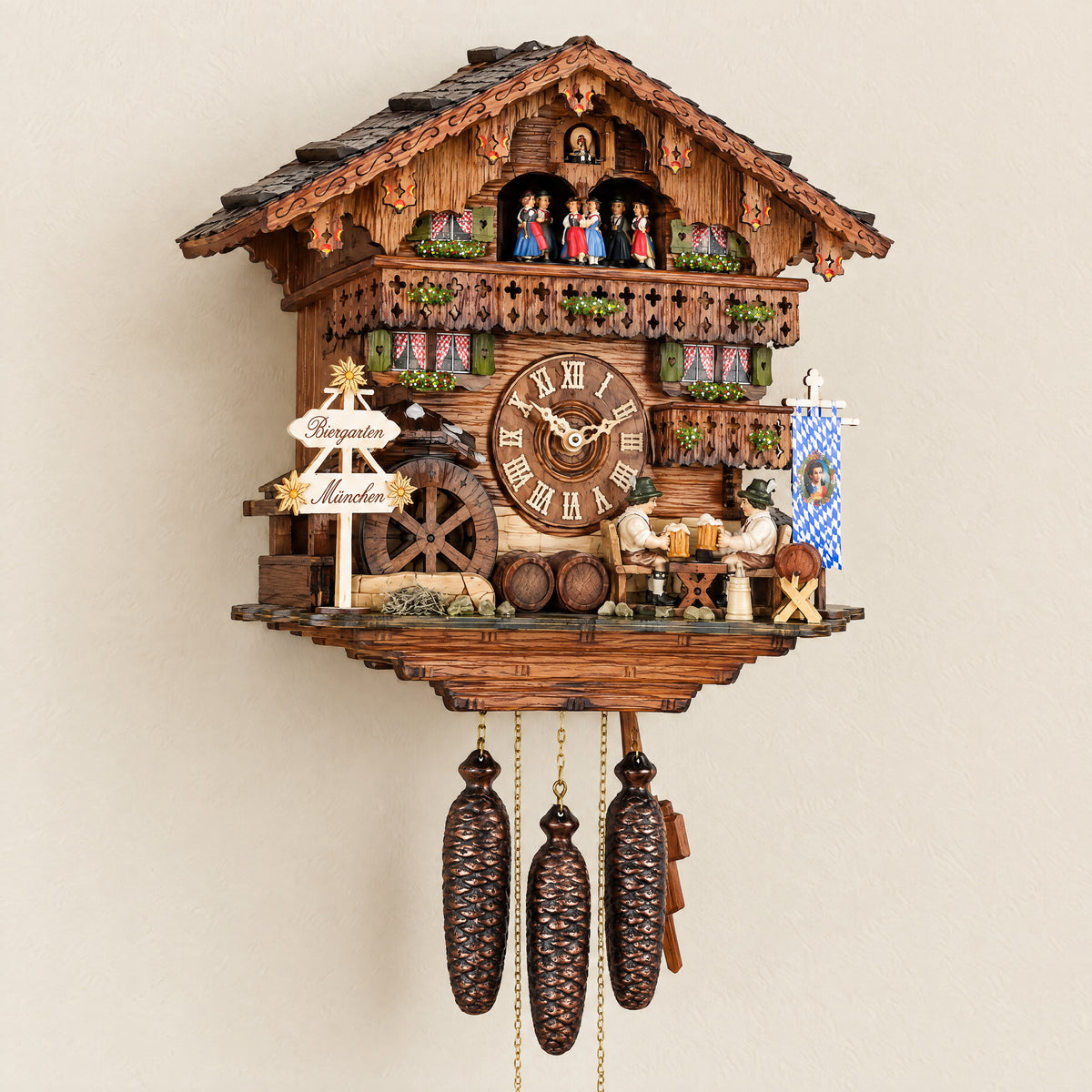 Sternreiter Bavarian Inn 8-Day Musical Cuckoo Clock, three-quarter view