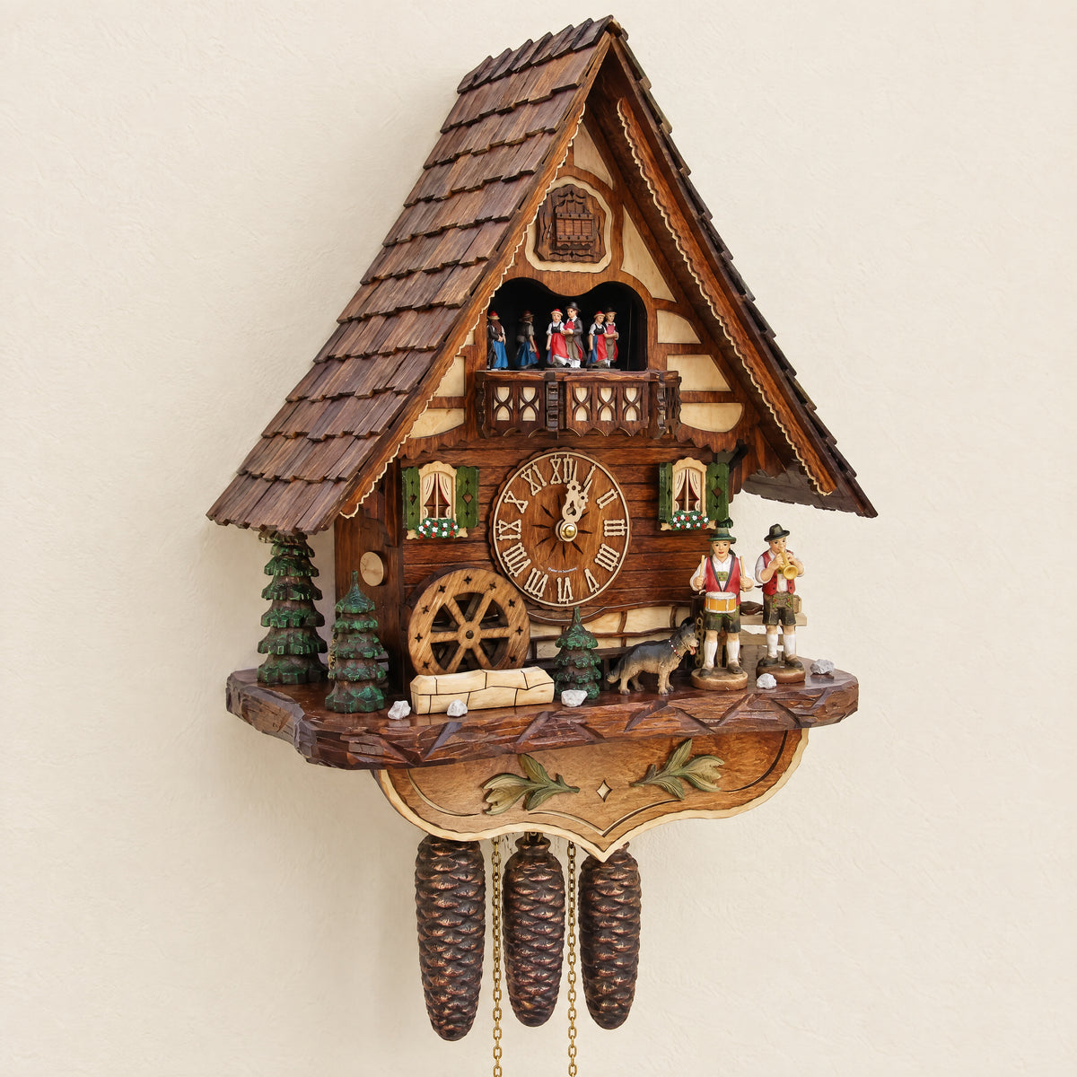 Sternreiter Musicians Chalet 8-Day Musical Cuckoo Clock, three-quarter view