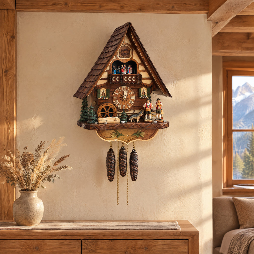 Sternreiter Musicians Chalet 8-Day Musical Cuckoo Clock, on the wall