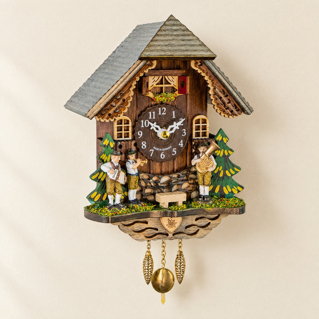 Alpenklang Oompah Band Musical Quartz Cuckoo Clock by Trenkle, front view