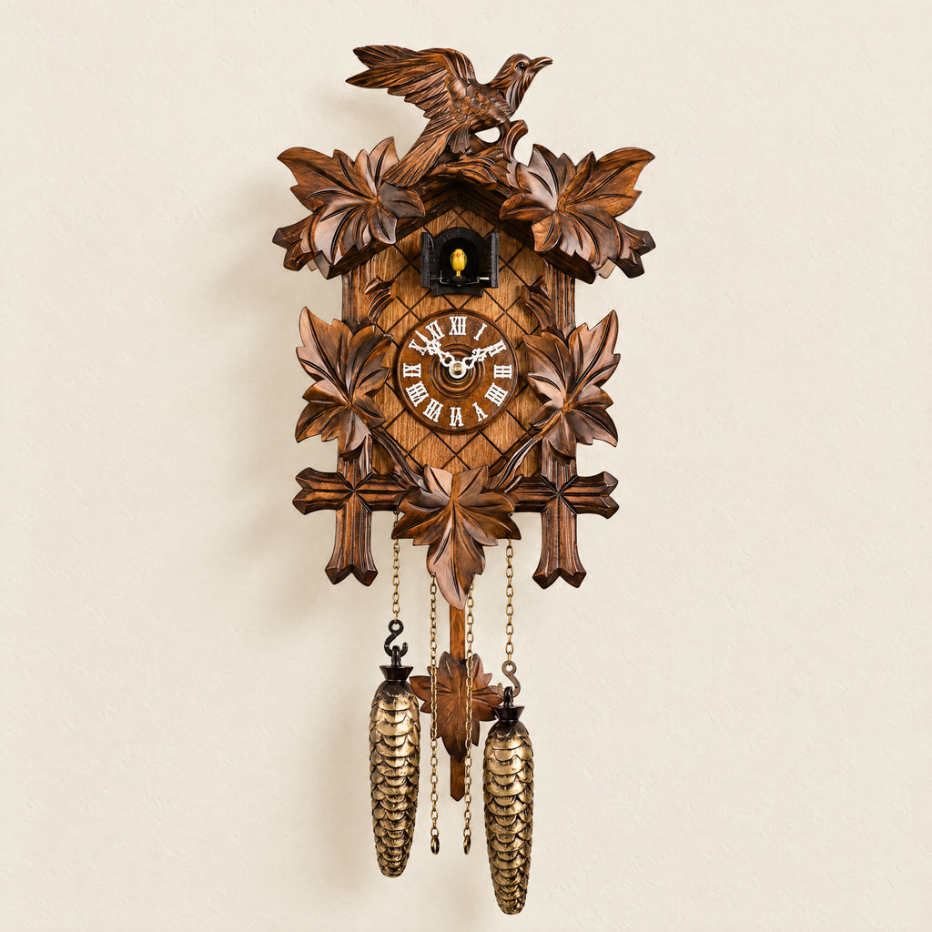 Bertina Musical Quartz Cuckoo Clock with Automatic Night Shut-Off by Trenkle, front view